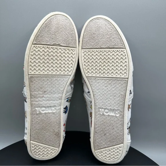 Toms Nautical Dogs Canvas Classic Slip On Shoes Women 6.5 White - Picture 7 of 11